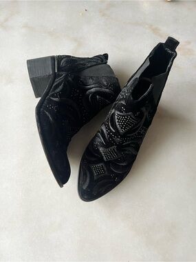 Dolce Vita Black Velvet Studded Ankle Booties